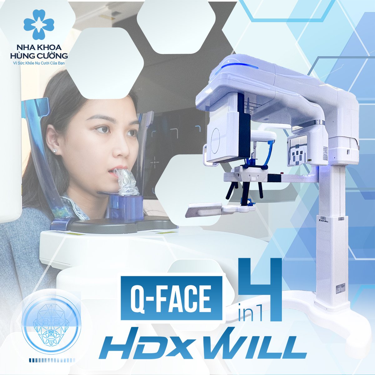 Hệ thống mô phỏng chuẩn đoán hình ảnh tối tân nhất thế giới có tại Nha khoa Hùng Cường - Q-face 4in1